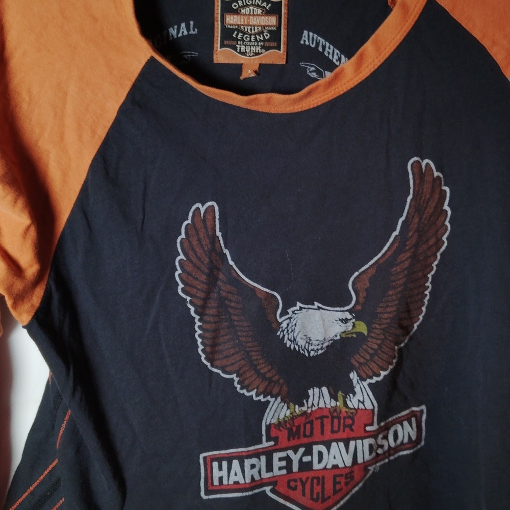 Harley Davidson size large orange and black